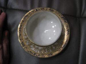 Nippon Gold & Blue Dish with Attached Saucer - Image 6