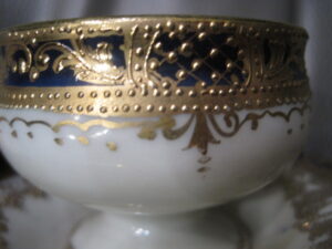 Nippon Gold & Blue Dish with Attached Saucer - Image 3