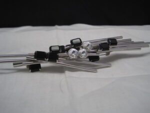 Sputnik 1960's Black and Clear Rhinestone Linear Silver Brooch - Rare - MCM - Image 2