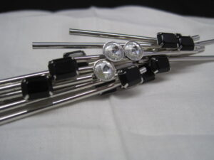 Sputnik 1960's Black and Clear Rhinestone Linear Silver Brooch - Rare - MCM