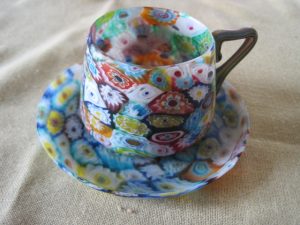 Fratelli Toso Murano Glass Millefiorri Cup and Saucer