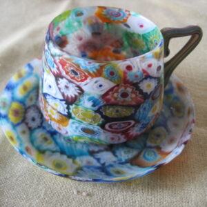 Fratelli Toso Murano Glass Millefiorri Cup and Saucer