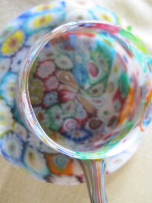 Alternative view of Fratelli Toso Murano Glass Millefiorri Cup and Saucer