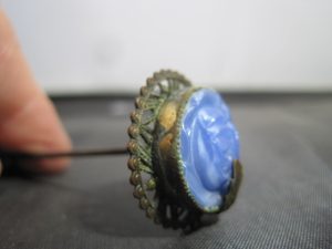 Alternative view of Blue Glass - Stone Scarab Hat Pin
