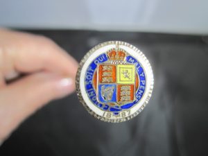 Sterling 1887 Queen Victoria Jubilee One Shilling Enamel Hat Pin