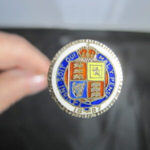 Sterling 1887 Queen Victoria Jubilee One Shilling Enamel Hat Pin