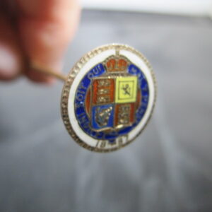 Alternative view of Sterling 1887 Queen Victoria Jubilee One Shilling Enamel Hat Pin