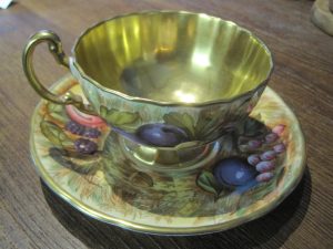 Gold Aynsley Orchard Hand Painted Cup and Saucer