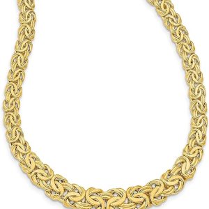 14K Yellow Gold Fancy Graduated Byzantine Necklace 17.5 inches