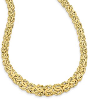 14K Yellow Gold Fancy Graduated Byzantine Necklace 17.5 inches