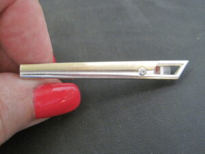 Tie Clip  - Sterling with gold plate and small rhinestone