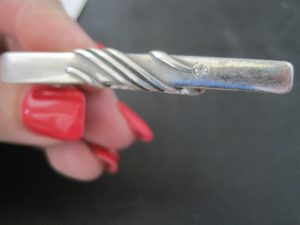 Tie Clip  - Sterling with small rhinestone