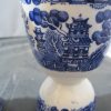 Pair Blue Willow Double Egg Cup - FLow Blue by Allerton, England - Image 4