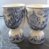 Johnson Bros Double Egg Cups "Historic America Blue" Acorn Oak Blue Transferware Set/2 Vintage - Image 6