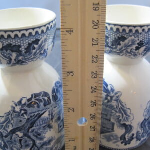 Alternative view of Johnson Bros Double Egg Cups "Historic America Blue" Acorn Oak Blue Transferware Set/2 Vintage