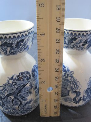Alternative view of Johnson Bros Double Egg Cups "Historic America Blue" Acorn Oak Blue Transferware Set/2 Vintage