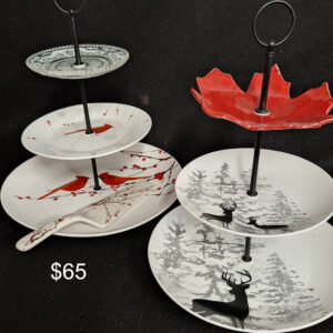 Piatti Matti - 3 Tiered Christmas Platters ( Cardinal or Maple Leaf)