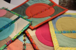 Abstract Quilted Mug Rugs ( Coasters ) ~ Lyne Lusk