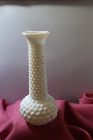 White Milk Glass Hobnail Bud Vase ~ Brody & co