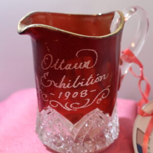 EAPG Heart Band Ruby Jug ~ souvenir "Ottawa Exhibition 1908"