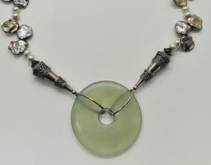 Alternative view of Jade, Keshi Pearl and Sterling Necklace