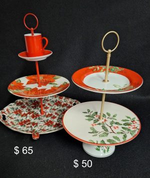 Piatti Matti - Christmas Themed Red Floral Platters