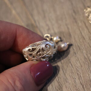 Alternative view of Pearl Drops on Filigree Silver Heart with Chain Necklace ~ Lost Apostle Jewelery