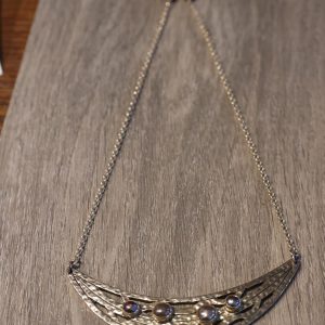 Alternative view of Half Moon Sterling Necklace with pearl embellishments ~ Lost Apostole