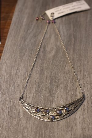 Alternative view of Half Moon Sterling Necklace with pearl embellishments ~ Lost Apostole