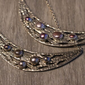 Half Moon Sterling Necklace with pearl embellishments ~ Lost Apostole