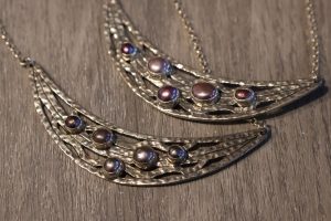Half Moon Sterling Necklace with pearl embellishments ~ Lost Apostole