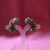 Vintage Green & Red Glass Bead Clip Earrings - Image 6