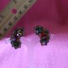 Vintage Green & Red Glass Bead Clip Earrings - Image 3