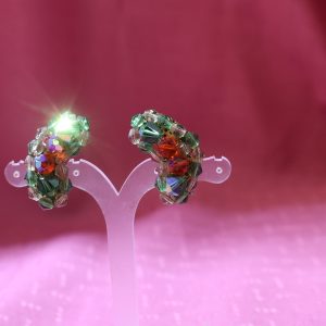 Alternative view of Vintage Green & Red Glass Bead Clip Earrings