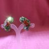 Vintage Green & Red Glass Bead Clip Earrings - Image 2