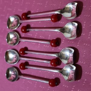 Alternative view of Art Deco Silverplate Muddler Spoons with Bakelite Finials