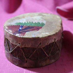 Indigenous crafted hide & Handprinted Drum
