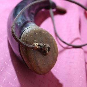 Antique Canadian Powder Horn with carved Beaver tail plug