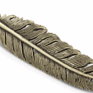 Bronze Feather Pendant with chain ~ Lost Apostle Jewelry