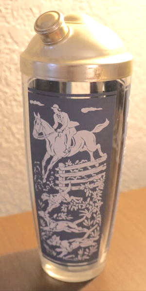 Hazel Atlas Fox Hunt Scene Horse Equestrian Cocktail Shaker