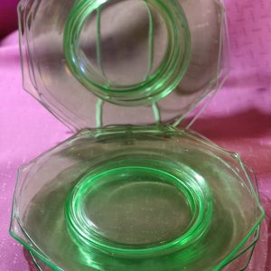 Alternative view of Green Uranium Glass Hexagon Salad/Dessert Plates