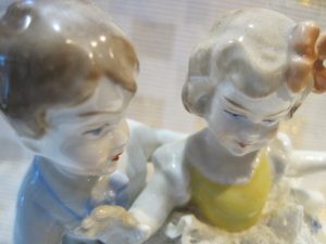 Alternative view of Unter Weiss Bach Dresden Lace Girl & Boy Figurine, Germany
