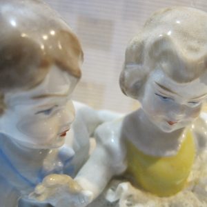 Alternative view of Unter Weiss Bach Dresden Lace Girl & Boy Figurine, Germany