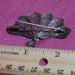 Alternative view of Silver Filigree & Enamel Vintage Fan Brooch