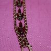 Mid Century Red Rhinestone triple strand on gold bracelet - Image 4