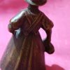 Solid Brass Antique Bell of Dutch Milkmaid carrying pitcher with original leg clangors ~ rare - Image 4