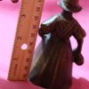 Solid Brass Antique Bell of Dutch Milkmaid carrying pitcher with original leg clangors ~ rare - Image 5
