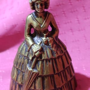 Solid Brass Maid Calling Bell, Mistress with Umbrella and Leg Clangors ~ rare