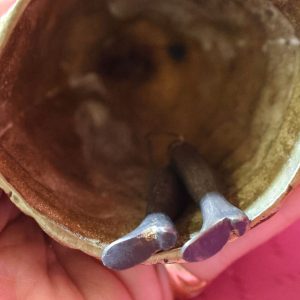 Alternative view of Solid Brass Maid Calling Bell, Mistress with Umbrella and Leg Clangors ~ rare