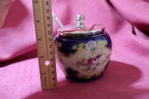 Alternative view of Hand-painted Japanese 19th C Jam or Honey Pot c1890-1920
